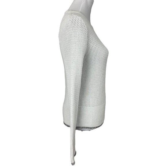 Rag & Bone Women's White Keyhole Crew Neck Stretch‎ Designer Knit Sweater S/C34 - Picture 2 of 15